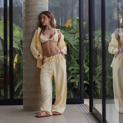 Calça pantalona Zaya linho baunilha Trituê - TRITUÊ