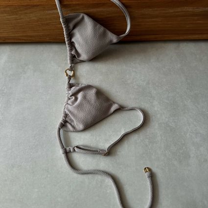 Top Avulso Cortininha Valência cinza cromo textura... - TRITUÊ
