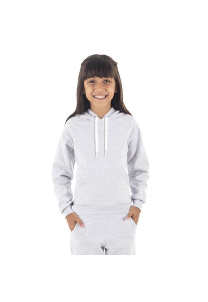 Moletom Canguru Infantil Menina Cinza Claro - Black Beast