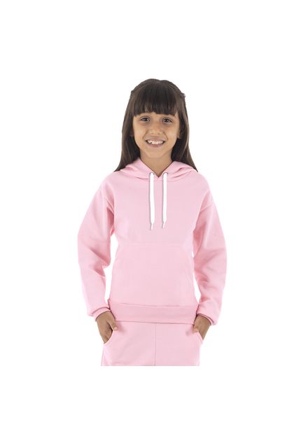 Moletom Canguru Infantil Menina Rosa Claro - Black Beast