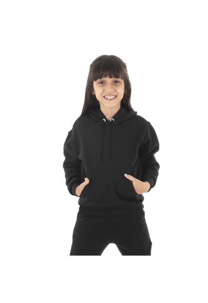 Moletom Canguru Infantil Menina Preto - Black Beast