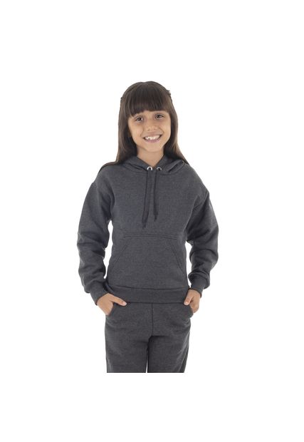 Moletom Canguru Infantil Menina Chumbo - Black Beast