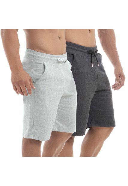 Kit 2 Bermudas Masculinas Shorts Moletinho Black Be...