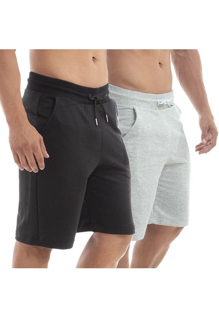 Kit 2 Bermudas Masculinas Shorts Moletinho Black Be...