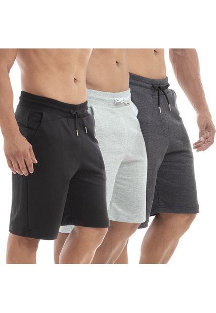 Kit 3 Bermudas Masculinas Shorts Moletinho Black Be...