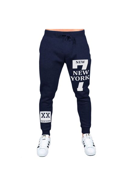 Calça De Moletom Black Beast 7 New York Azul Marinh... - Black Beast