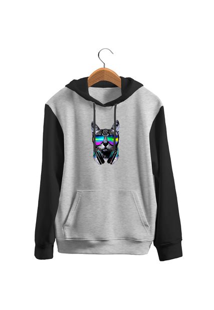 Blusa De Frio Black Beast Moletom Gato Dj Raglan - Black Beast