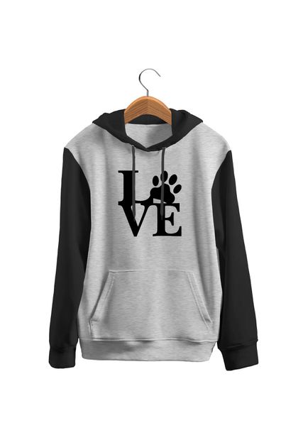 Blusa De Frio Black Beast Moletom Love Dog Raglan - Black Beast