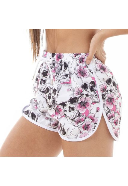 Shorts Feminino Praia Caveira Tropical Black Beast - Black Beast