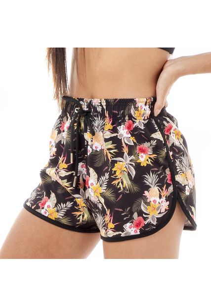 Shorts Feminino Praia Floral Black Beast - Black Beast