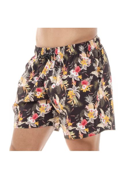 Shorts Masculino Praia Floral Black Beast - Black Beast