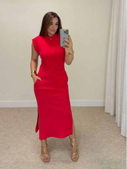 Vestido Canelado Muscle Tee Vermelho