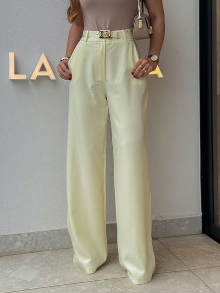 Calça Pantalona Beatriz Manteiga