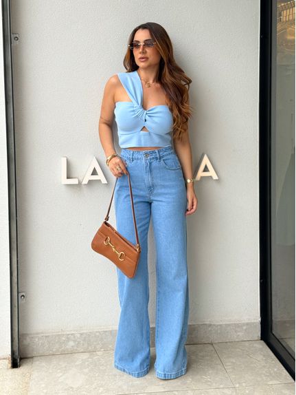 Calça Wide Leg Jeans Lua 