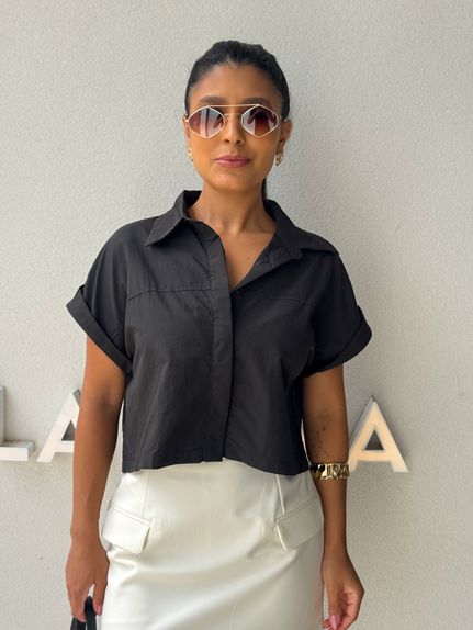 Camisa Cropped Jessica Grafite