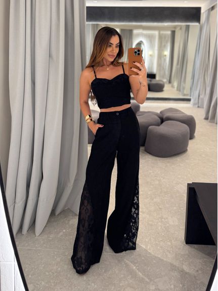 Conjunto Calça Rendado Daiane Preto