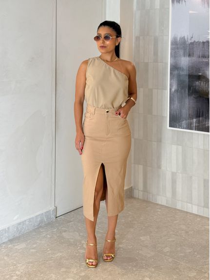 Saia Midi Iara Cappuccino 