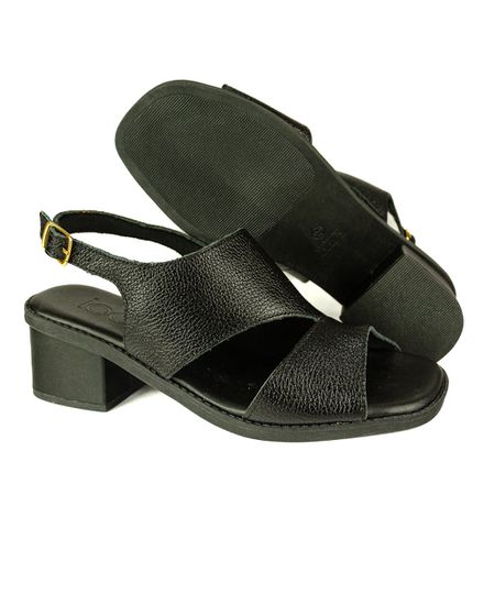 Sandália Feminina Em Couro Salto Quadrado Preto 1579 - 1579 PRETO - Zero Mania