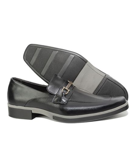 Sapato Social Masculino Calvest em Couro Preto Com Bridão - 7004 preto - 7004-PRETO - Zero Mania