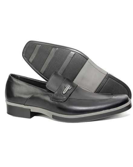 Sapato Social Masculino em Couro Preto Com Metal Calvest - 7005 preto - 7005-PRETO - Zero Mania