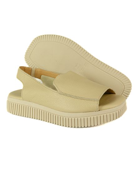 Sandália Flatform Feminina Em Couro Nude 0940 - 0940 NUDE - Zero Mania