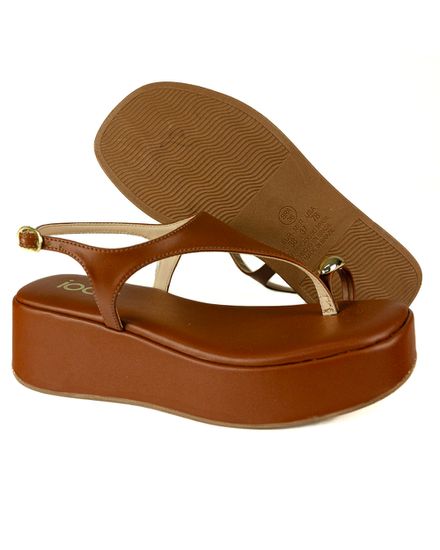 Sandália Flatform Feminina Em Material Tecnológico Caramelo 2054533 - 2054533 CARAMELO - Zero Mania