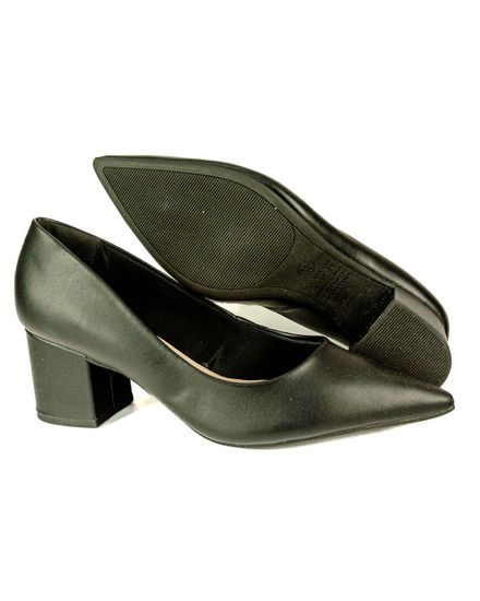 Sapato Scarpin Em Material Tecnológico Preto 20662 - 20662 PRETO - Zero Mania