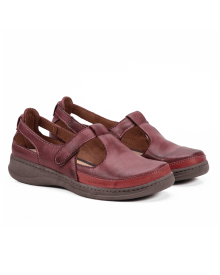 Sapatilha Confort em Couro Com Velcro Marsala 4009 - JF4009 - Zero Mania