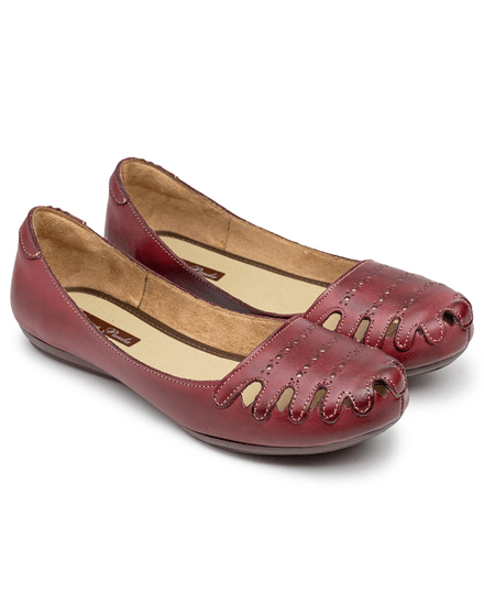 Sapatilha Confort em Couro Marsala 3012 - JF3012 - Zero Mania