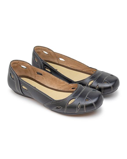 Sapatilha Confort em Couro Preto 3018 - JF3018PRETO - Zero Mania