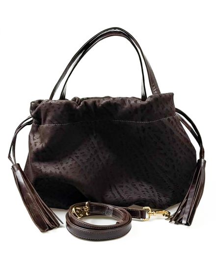Bolsa Feminina em Couro Texturizado Marron Bambolim - 006MARROMBAMBOLIM - Zero Mania