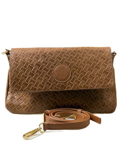Bolsa Feminina em Couro Texturizado Caramelo Claudia - 003CARAMELOCLAUDIA - Zero Mania