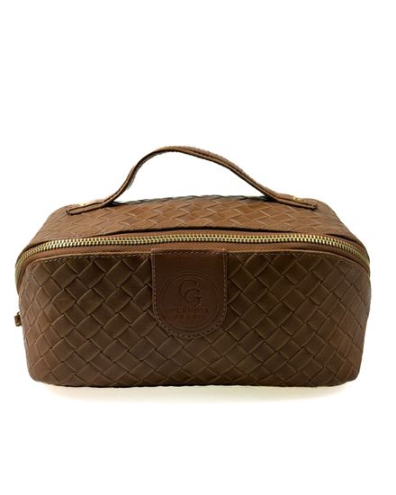 Necessaire Triângulo em Couro Texturizado Caramelo - 004CARAMELO - Zero Mania