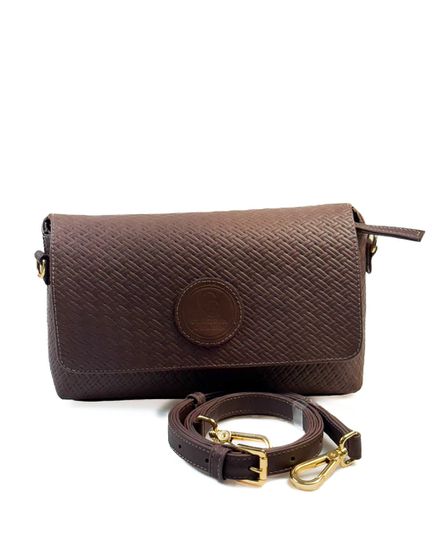 Bolsa Feminina em Couro Texturizado Marron Cristina - 010CRISTINAMARRON - Zero Mania