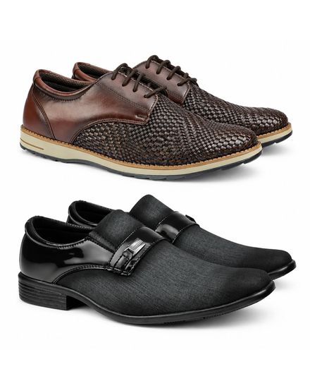 Kit 2 pares em Couro + Sapato Material Tecnológico Preto - KIT229.1005 - Zero Mania