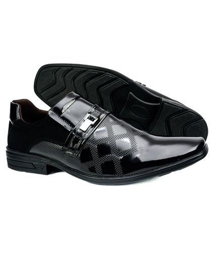 Sapato Social em Material Tecnológico Verniz Preto Pierutti 65F220 - 65F220-PRETO - Zero Mania