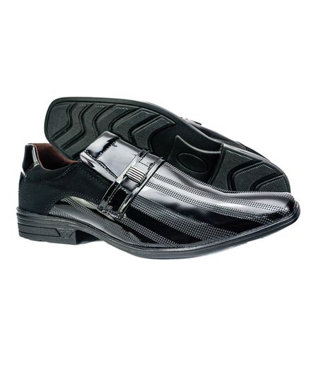 Sapato Social em Material Tecnológico Verniz Preto Pierutti 65F221 - 65F221-PRETO - Zero Mania