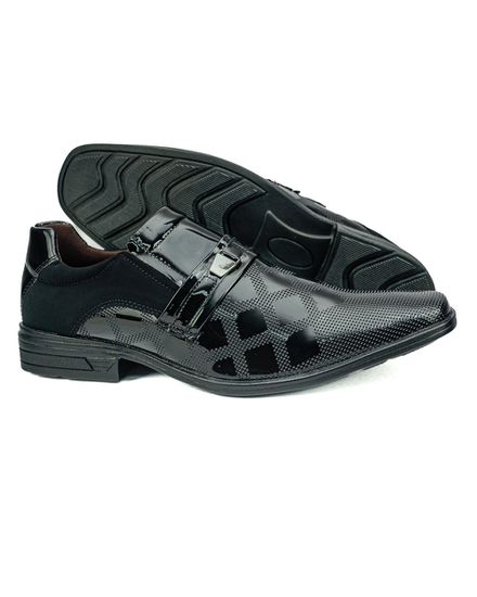 Sapato Social em Material Tecnológico Verniz Preto Pierutti 65F219 - 65F219-PRETO - Zero Mania