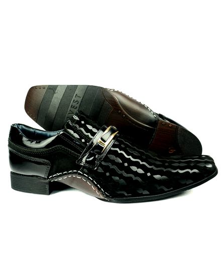 Sapato Social Masculino em Couro Detalhes em Verniz Calvest 1930F214-PRETO - 1930F214-PRETO - Zero Mania
