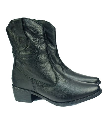 Bota Country Feminina em Couro com Bordado 40F213-PRETA - 40F213-PRETA - Zero Mania