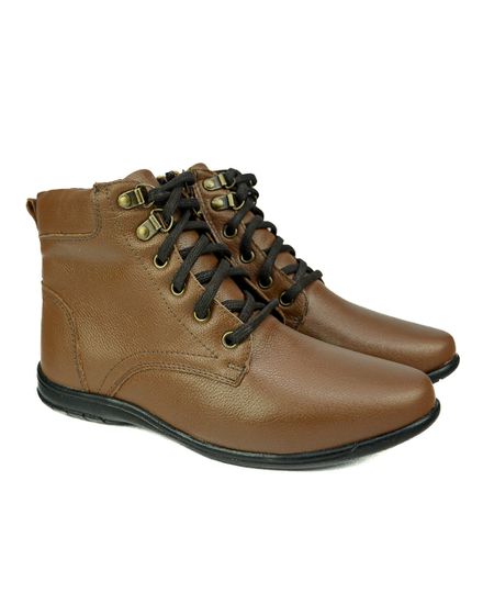 Bota Feminina em Couro Solado Confort de Amarrar 58F211-HAVANA - 58F211-HAVANA - Zero Mania