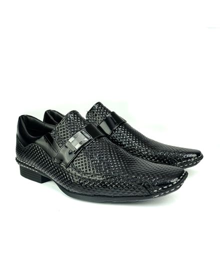 Sapato Social Calvest em Couro Verniz Preto Texturizado 1750F128 - 1750F128PTO - Zero Mania