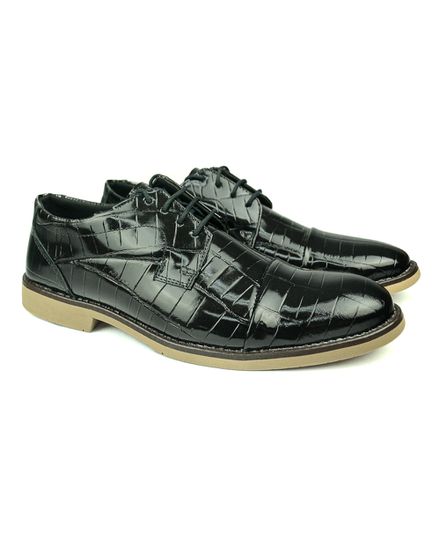 Sapato em Couro Verniz Croco 2001 PRETO - 2001 PRETO - Zero Mania