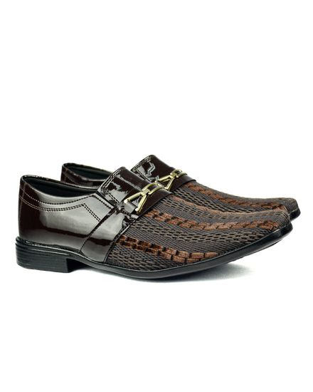 Sapato Social Trisse Com Detalhes em Verniz Calvest - TRISSE 010 CAFE - TRISSE 010 CAFE - Zero Mania