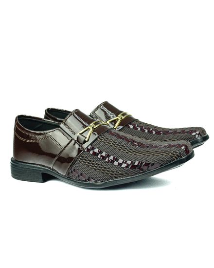 Sapato Social Trisse Com Detalhes em Verniz Calvest - TRISSE 011 CAFE - TRISSE 011 CAFE - Zero Mania