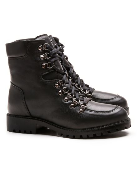 Bota Coturno em Couro com Atacador 58F162-PRETA - 58F162-PRETA - Zero Mania