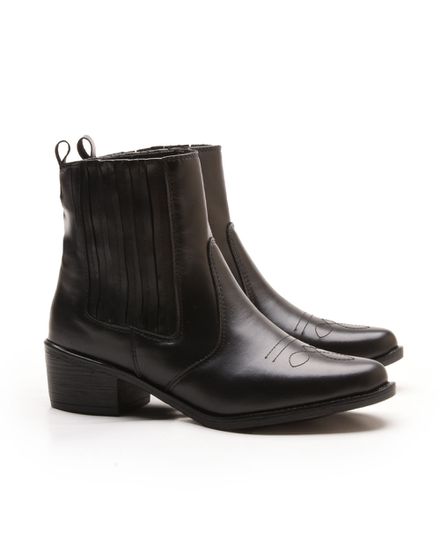 Bota Country Feminina em Couro 40F146-PRETA - 40F146-PRETA - Zero Mania