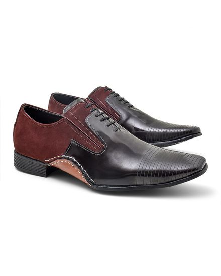 Sapato Social Masculino Calvest em Couro Bordo de amarrar -1930F025 - 1930F025 BORDO - Zero Mania