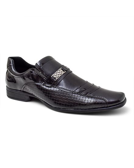 Sapato Social em Material Tecnológico em Verniz com detalhe em Trisse Pierutti – 55F084 PRETO - 55F084 PRETO - Zero Mania