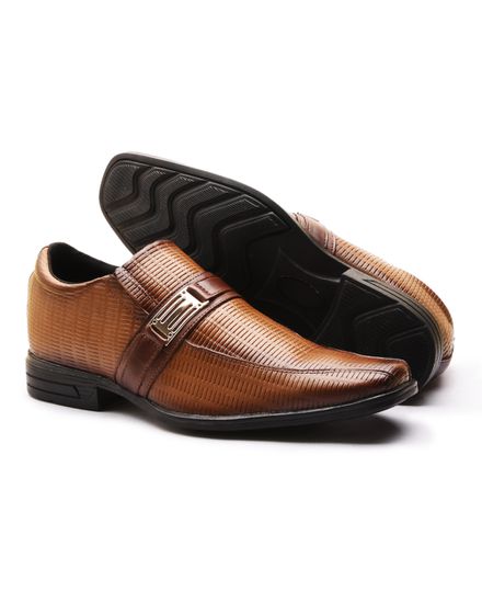  Sapato Social Masculino Calvest em Couro Texturizado Tabaco - 15F089 - 15F089 TABACO - Zero Mania